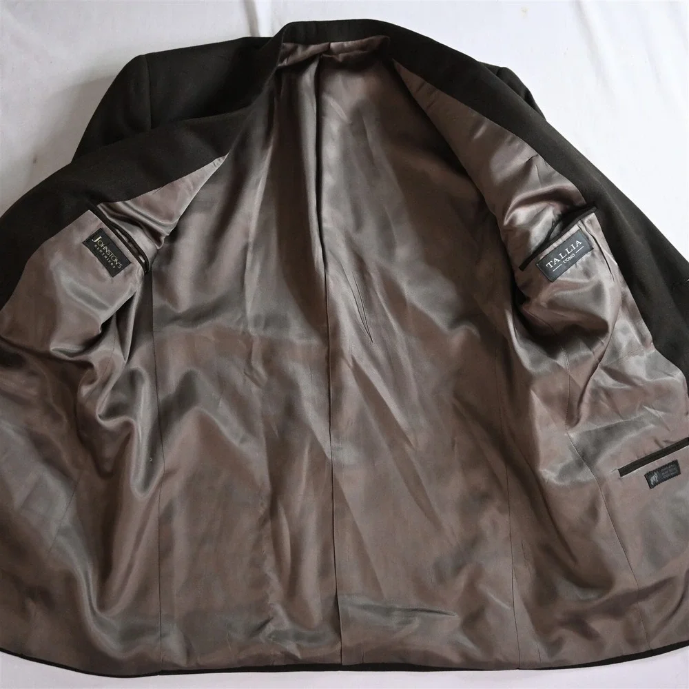 Vtg Tallia USA Made 42L 34x32 Brown 100%‎ Wool Mens Jacket Pants Suit